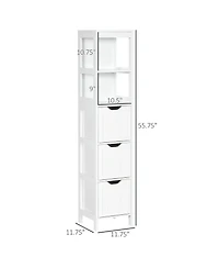 kleankin Narrow Bathroom Storage Cabinet, Slim Freesding Linen Tower,