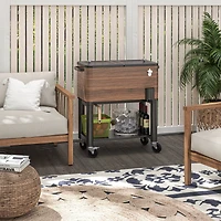 Outsunny Patio Cooler Cart with Bottle Opener 60 Qt. Rolling Ice Chest
