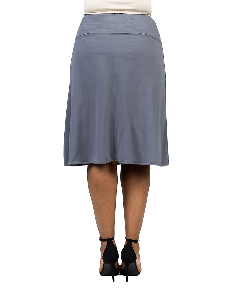24seven Comfort Apparel Plus A Line Elastic Waist Skirt