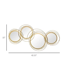 Homcom Metal Wall Art 42.25" in Round Wall Mirror,