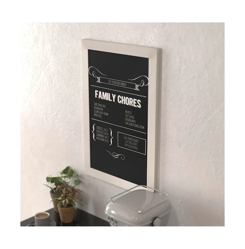 Hbcy Creations Wall Mounted Magnetic Chalkboard with Wooden Frame