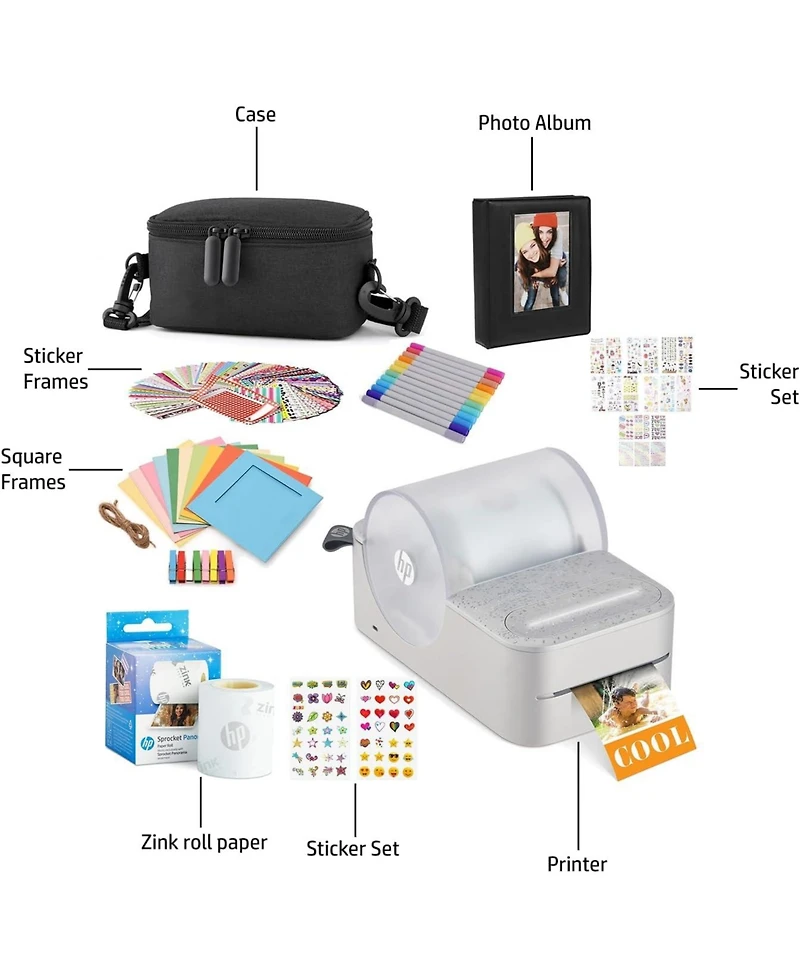 Hp Sprocket Panorama Portable Label Printer & Photo Gift Bundle