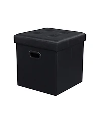 Slickblue Faux Leather Storage Ottoman