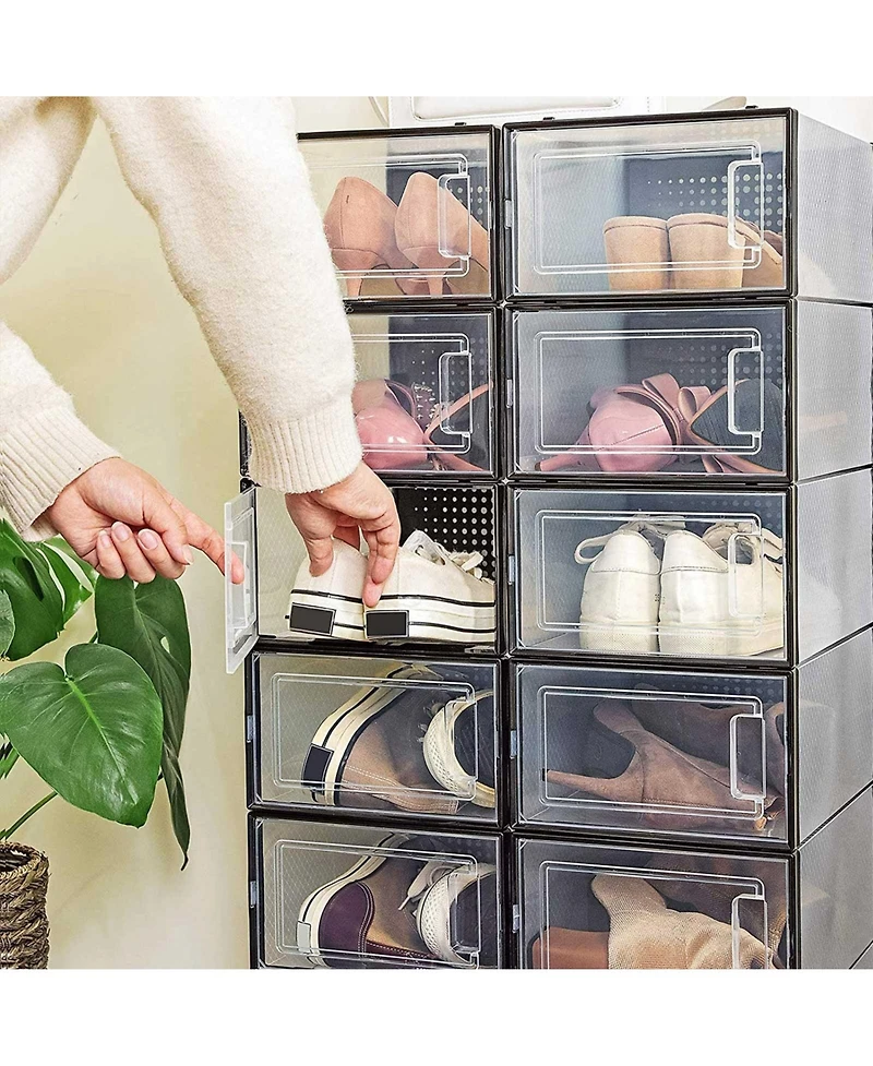 Slickblue Pack Of 18 Stackable Shoe Storage Organizers, Versatile And Foldable For Sneakers