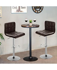 Sugift Set of 2 Square Swivel Adjustable Bar Stools with Back and Footrest