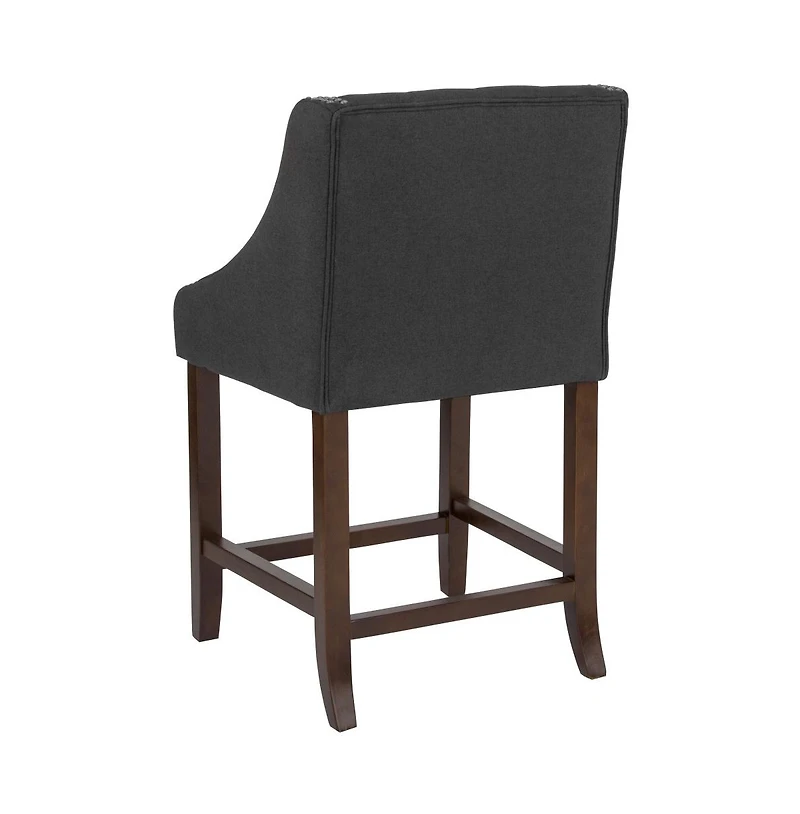 Hadleigh Upholstered Counter Stool 24" High Transitional Tufted Counter Stool With Accent Nail Trim