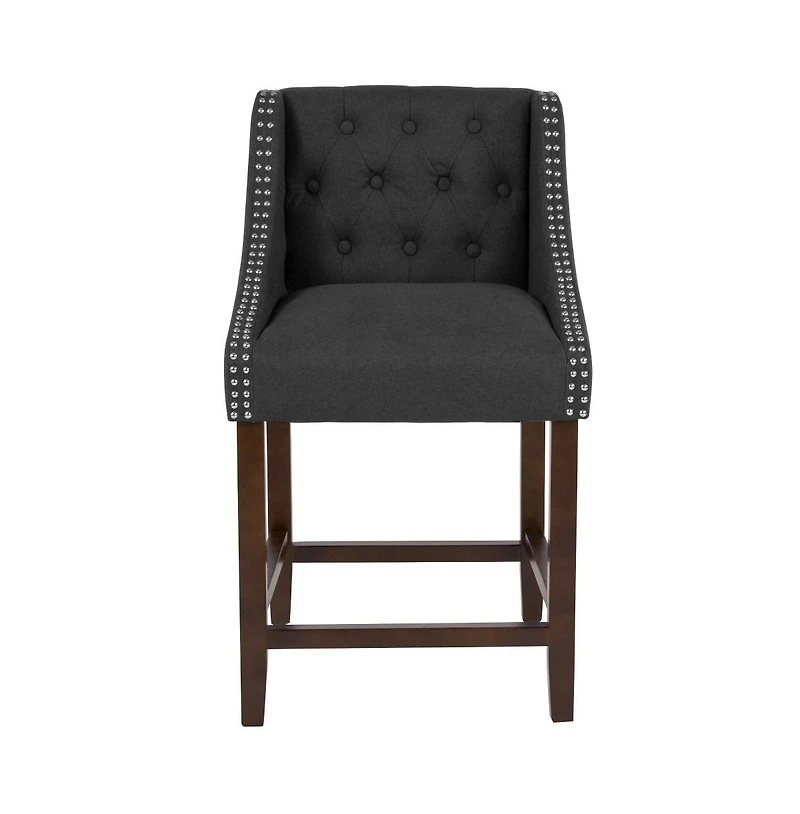 Hadleigh Upholstered Counter Stool 24" High Transitional Tufted Counter Stool With Accent Nail Trim