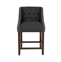 Hadleigh Upholstered Counter Stool 24" High Transitional Tufted Counter Stool With Accent Nail Trim