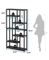Tribesigns 79 Inch Extra Tall Bookshelf, 7-Tier Vintage Bookcase, Industrial 10-Shelf Open Storage Shelves Display Shelves Organizer for Home Office