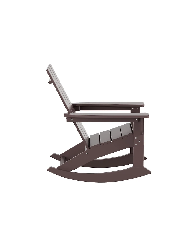 WestinTrends Modern Adirondack Outdoor Rocking Chair with Side Table Set