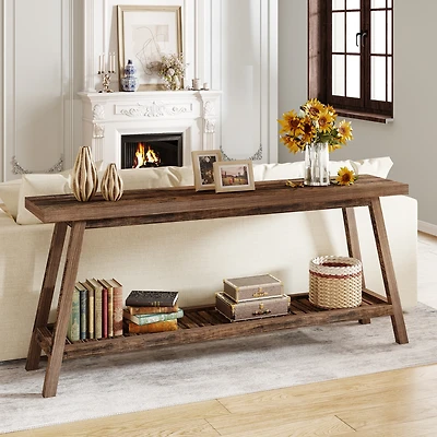 Tribesigns Farmhouse Console Entryway Table: 70.9 Inches Extra Long Console Table for Entryway, 2-Tier Narrow Wood Foyer Sofa Couch Table