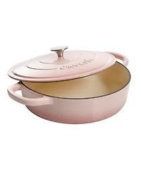 Crock Pot Artisan 5 Quart Cast Iron Braiser Everyday Pan With Borasilicate Lid - Red