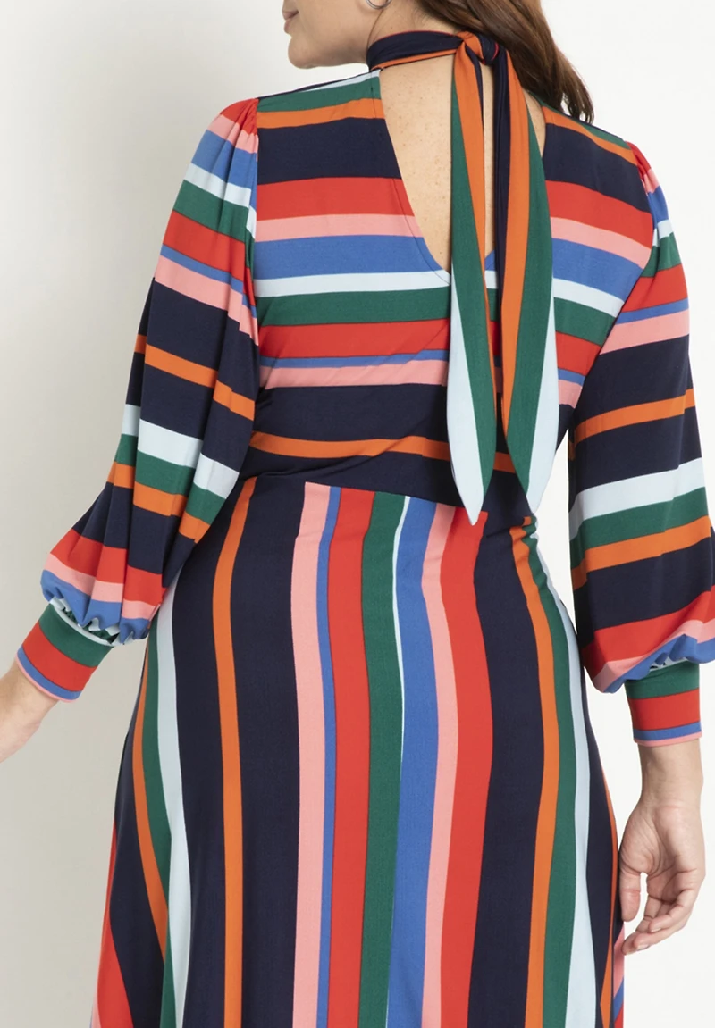 Eloquii Plus A-Line Dress With Puff Sleeves