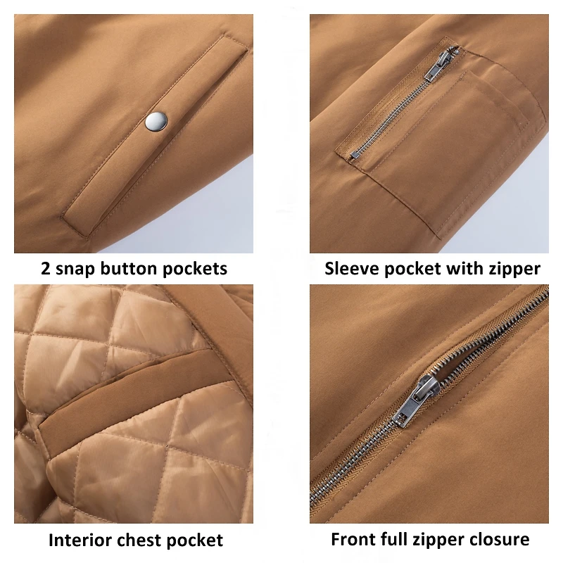 Alpine Swiss Men's Damon Bomber Jacket | Warm Quilted Flight Jacket with Pockets – Stylish Windbreaker for Casual & Layering | Versatile Outerw