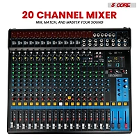 5 Core Audio Dj Mixer 20 Channel Sound Board Console w 24 Spx Effect 48V Phantom Power Mx 20CH Xu