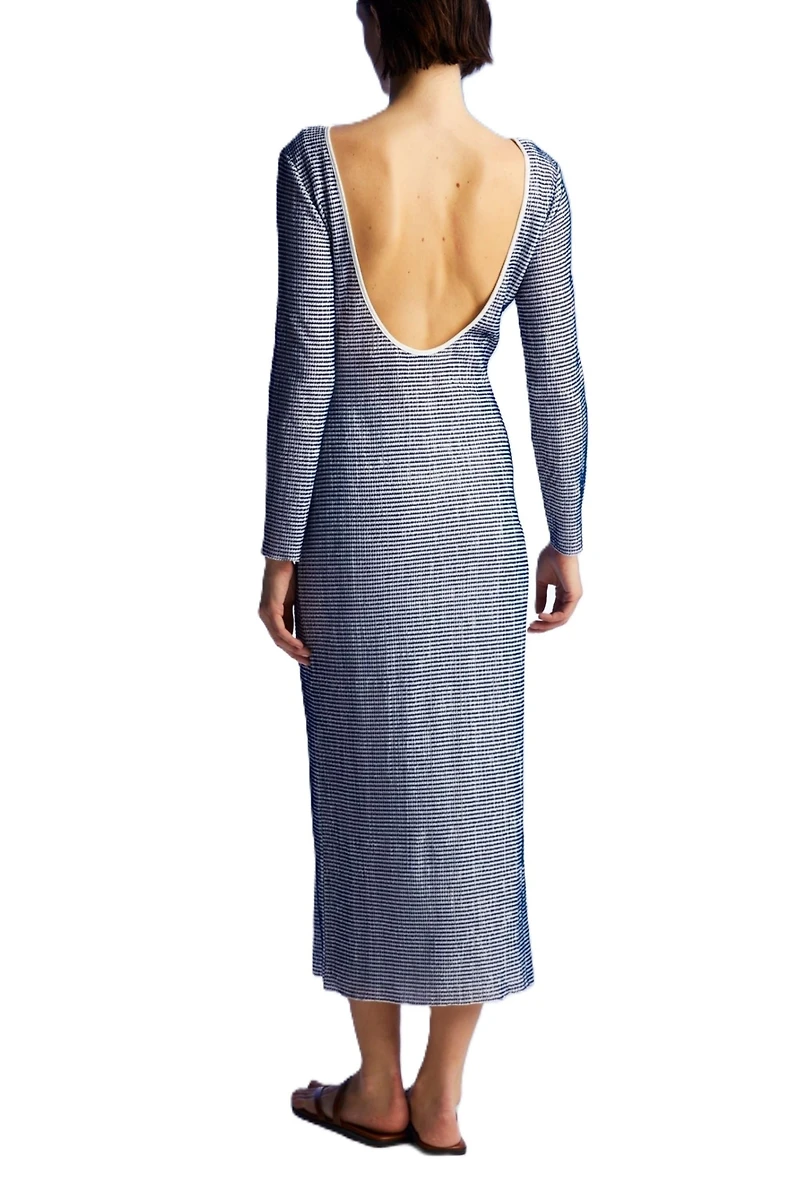 Nocturne Women's Striped Dress with Low Back