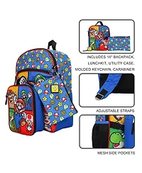 Super Mario Bros Characters & Power-Ups 16" Youth 5-Piece Backpack Set