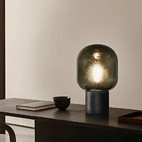 Bruce 16" Cement Led Table Lamp with Speckle Glass Shade