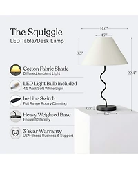 Brightech Squiggle 22" Led Contemporary Modern Table Lamp with Empire Shade