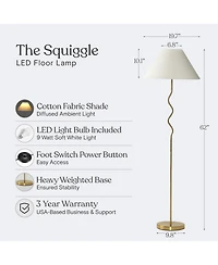 Squiggle 22" Led Contemporary Modern Floor Lamp with Empire Shade
