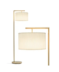 Brightech Montage Modern 60" Led Arc Floor Lamp with Pleated Fabric Drum Shade, Smart Plug Compatible, Bulb Included