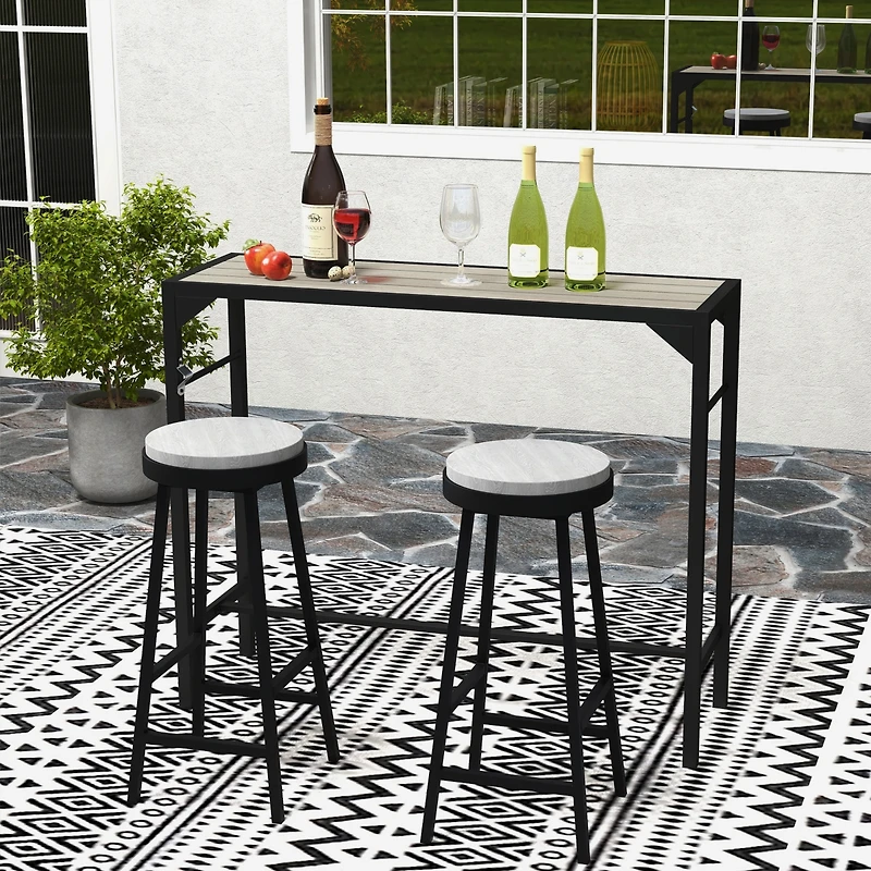 Outsunny 47" Outdoor Bar Table with Built-In Bottle Opener, Steel Frame