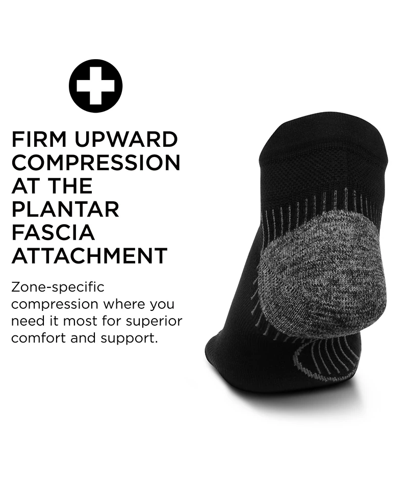 Feetures Men's Plantar Fasciitis Relief Sock Light Cushion No Show Tab- Targeted Compression for Women & Men