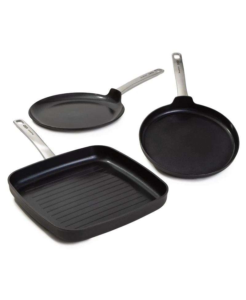 BergHOFF Graphite 3Pc Non-stick Ceramic Specialty Cookware Set, Sustainable Recycled Material