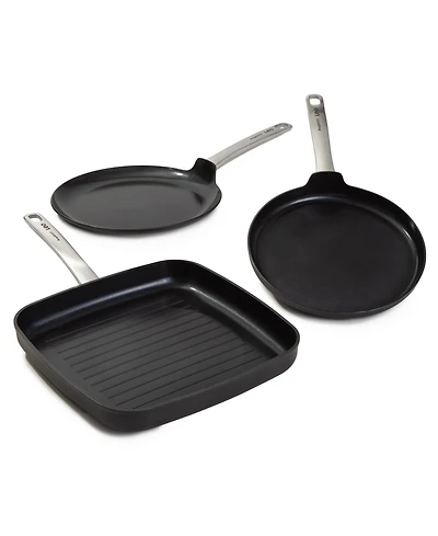 BergHOFF Graphite 3Pc Non-stick Ceramic Specialty Cookware Set, Sustainable Recycled Material