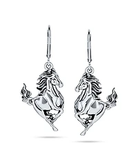 Bling Jewelry Equestrian Equine Gift Cowgirl Dangle Galloping Horse Earrings For Women Sterling Silver Lever back