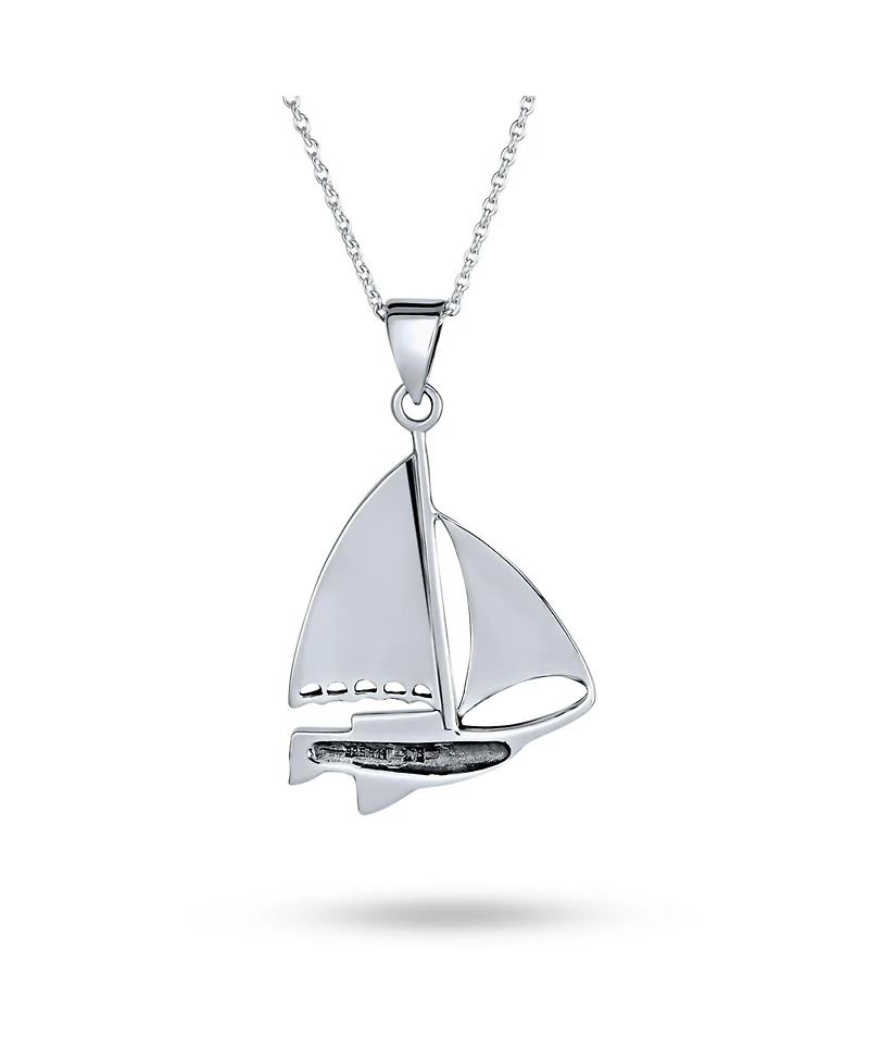 Bling Jewelry Bling Sterling Silver Nautical Sail Boat Sea Lover Ocean Vacation Ship Sailboat Pendant Necklace
