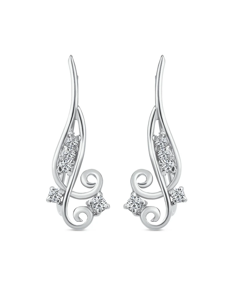 Bling Jewelry Trendy Scroll Swirl Ear Cuff Cartilage Earrings 14K Gold Plated Sterling Silver