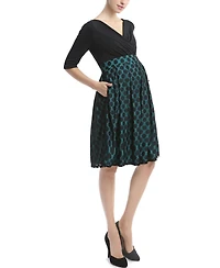 kimi + kai Maternity V-Neck Polka Dot Lace Dress