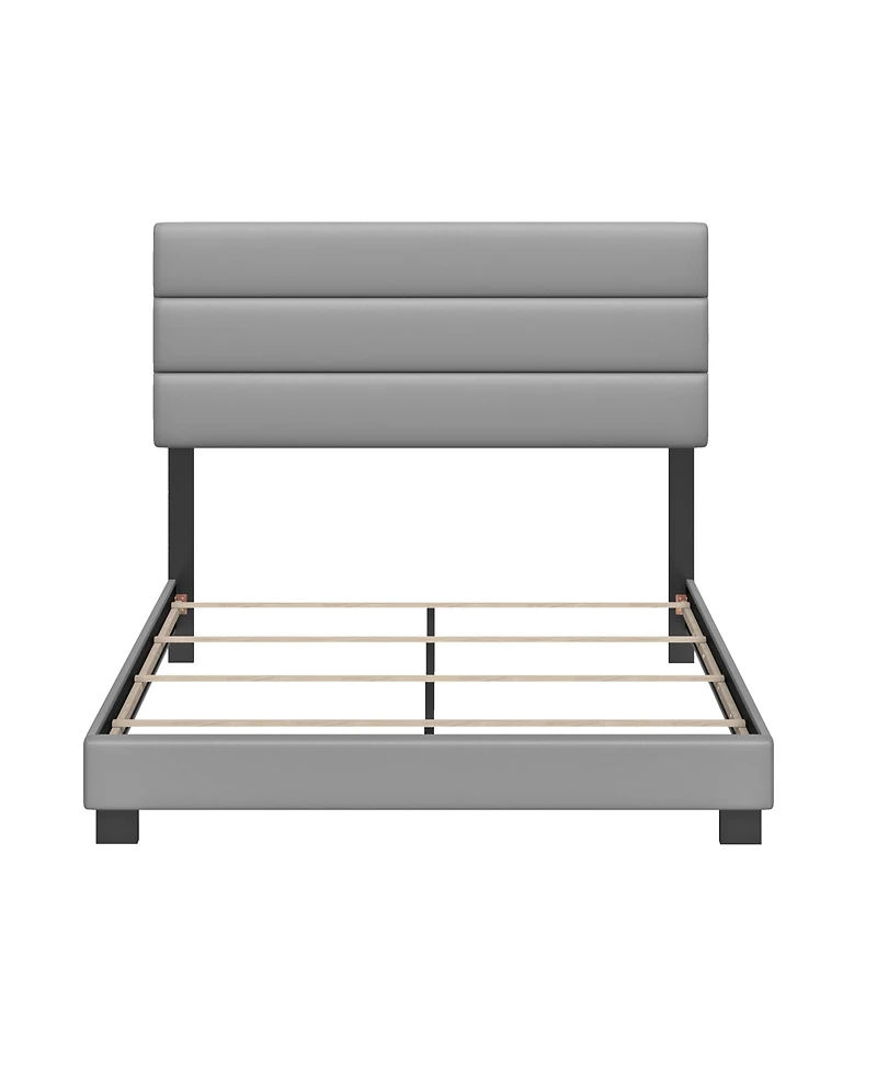 Napoli Leather Upholstered Platform Bed Frame with Tri-Panel Adjustable Headboard - Boyd Sleep