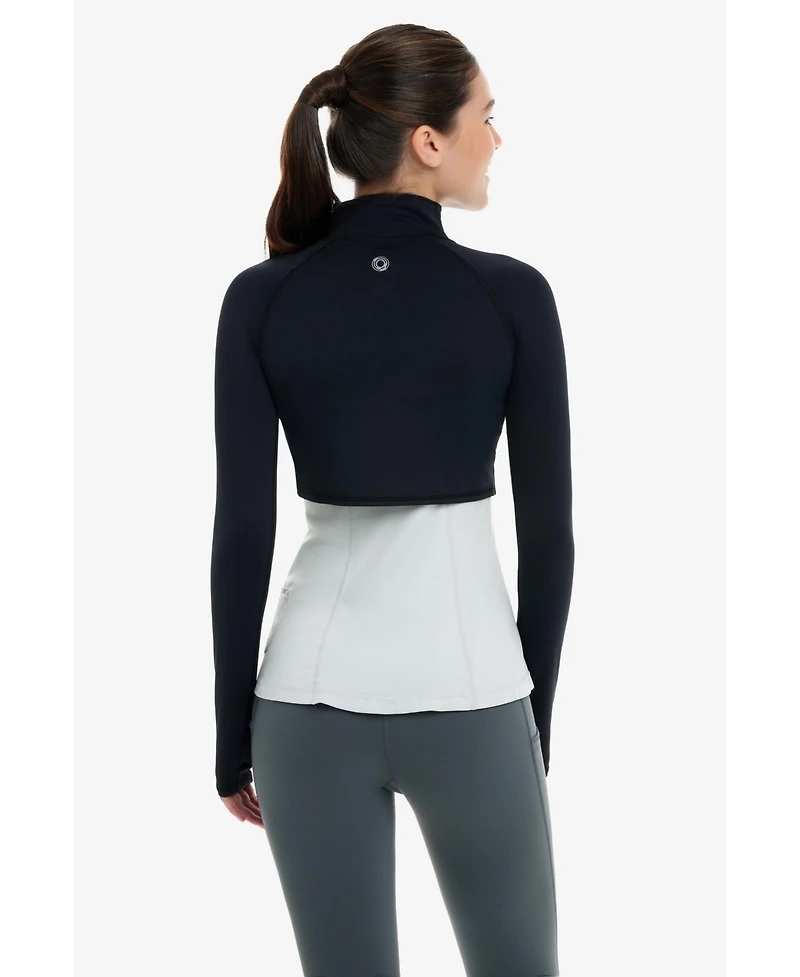 BloqUV Women's Upf 50+ Sun Protective Full Zip Crop Top