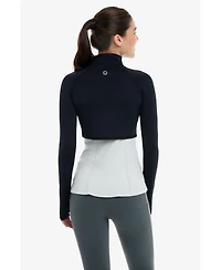 BloqUV Women's Upf 50+ Sun Protective Full Zip Crop Top