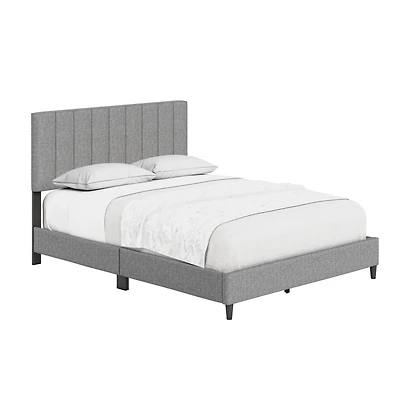 Leah Linen Upholstered Platform Bed Frame with Adjustable Headboard - Boyd Sleep, 13 slat support