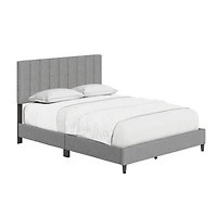 Leah Linen Upholstered Platform Bed Frame with Adjustable Headboard - Boyd Sleep, 13 slat support
