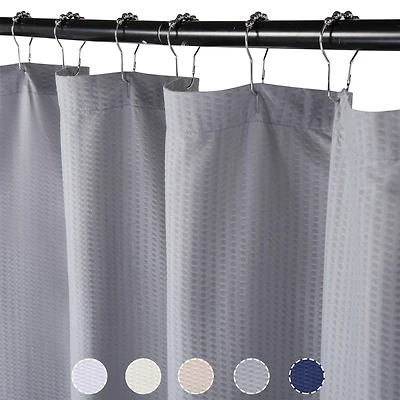 Caromio Soft Embossed Seersucker Microfiber Fabric Shower Curtain or Liner, 72" x 72"