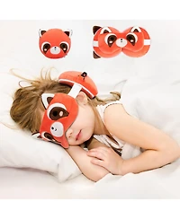 Mirage Luggage Kids 2-in-1 Travel Pillow and Eye Mask Animal Plush Soft Blindfold for Sleeping, Nights