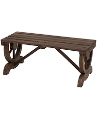 Outsunny 2-Person Wood Garden Bench, Wagon Wheel Design, Brown