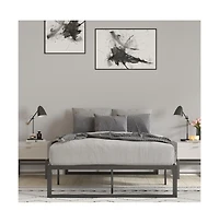 Merrick Lane Varallo 14 Inch Steel Bed Frame With Steel Slat Support For Any Mattress (No Box Spring Required