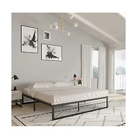 Merrick Lane Varallo 14 Inch Steel Bed Frame With Steel Slat Support For Any Mattress (No Box Spring Required