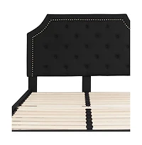 Merrick Lane Provence Platform Bed With Slatted Support Contemporary Tufted Upholstery With Accent Nail Trim