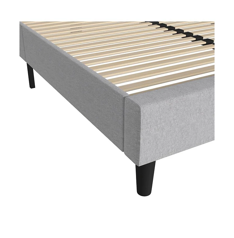 Merrick Lane Remi Platform Bed With Headboard - Upholstered Frame - 14 Wooden Slats