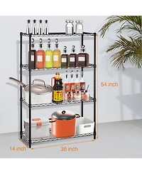 Sugift 4-Tier Steel Kitchen Storage Shelf Storage Pantry Organizer in Black