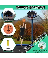 Outdoor Recreational Trampoline with Ladder and Enclosure Net-12 ft