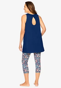 Dreams & Co. Women's Scoopneck Tank Capri Legging Pj Set