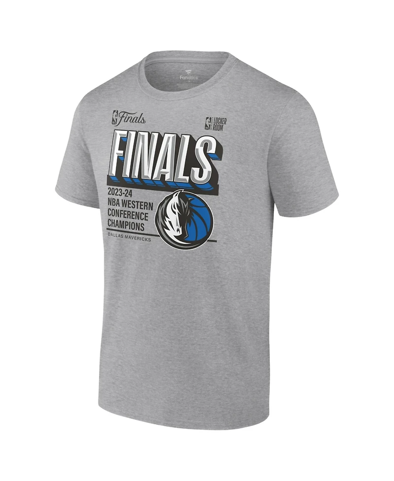 Fanatics Men's Steel Dallas Mavericks 2024 Western Conference Champions Locker Room T-Shirt