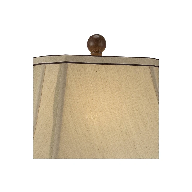Regency Hill Traditional Table Lamp 28.5" Tall Carved Two Tone Brown Urn Shaped Beige Fabric Shade for Living Room Family Bedroom Bedside